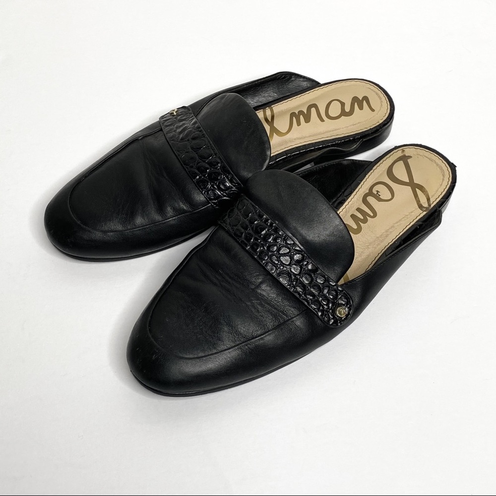 Sam Edelman Black Leather Perri Mule Slides Shoes - Picture 3 of 9